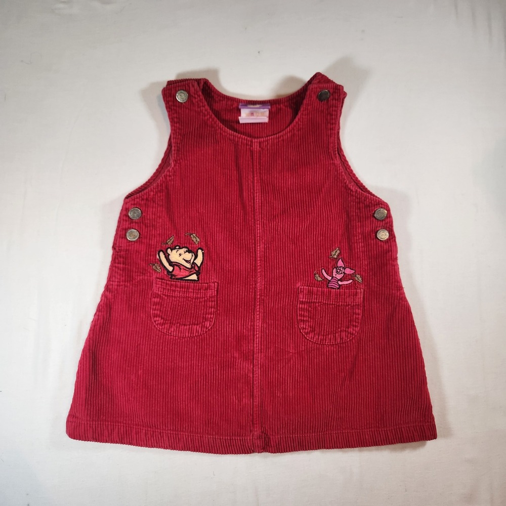 Disney Fall Winnie the Pooh Red Corduroy Jumper Dress Pooh & Piglet Toddler 3T
